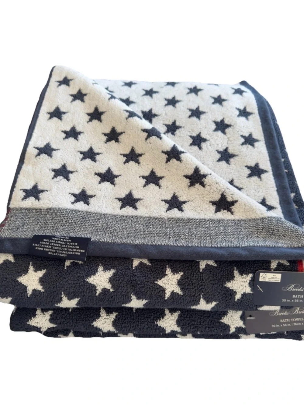 Brooks Brothers Red White Blue Stars Stripes Bath Hand Washcloth Towels 8pc New
